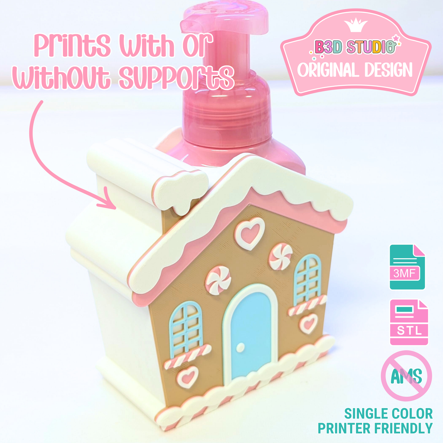 Gingerbread House Soap Holder: 3D Print STL & 3MF File (Digital Download)