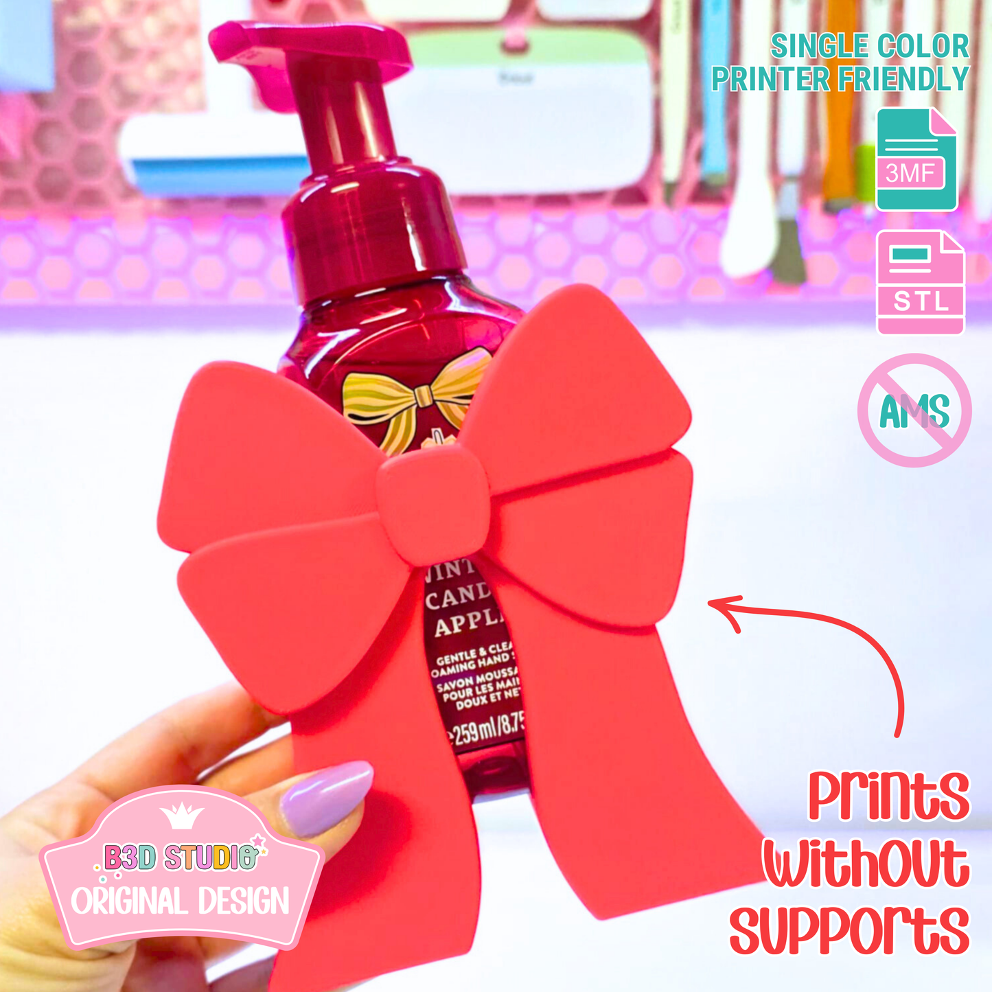 Coquette Bow Soap Holder: 3D Print STL & 3MF File (Digital Download)