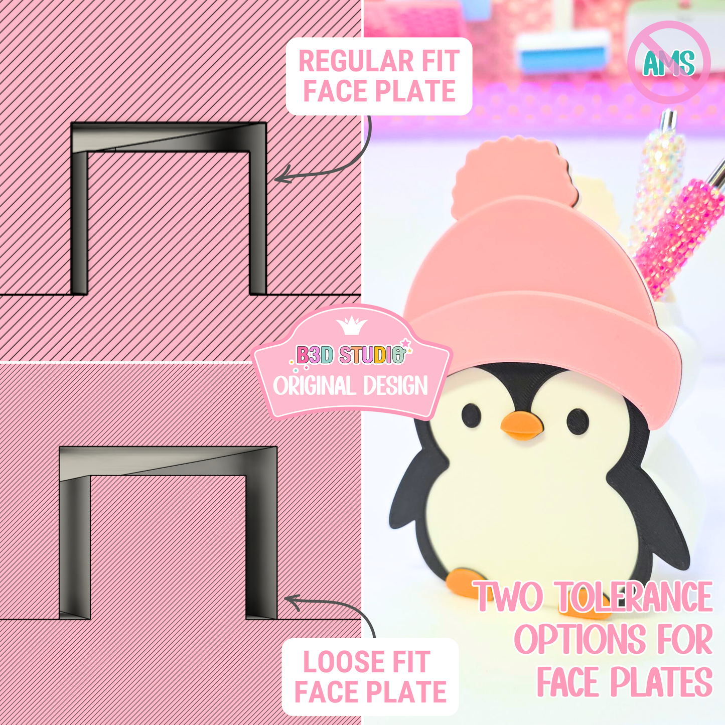 Cute Penguin Pen Holder: 3D Print STL & 3MF File (Digital Download)