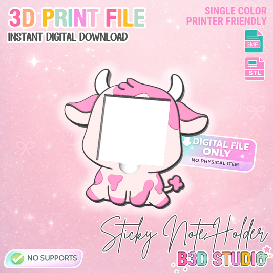 Cow Sticky Note Holder - STL & 3MF - Digital Download