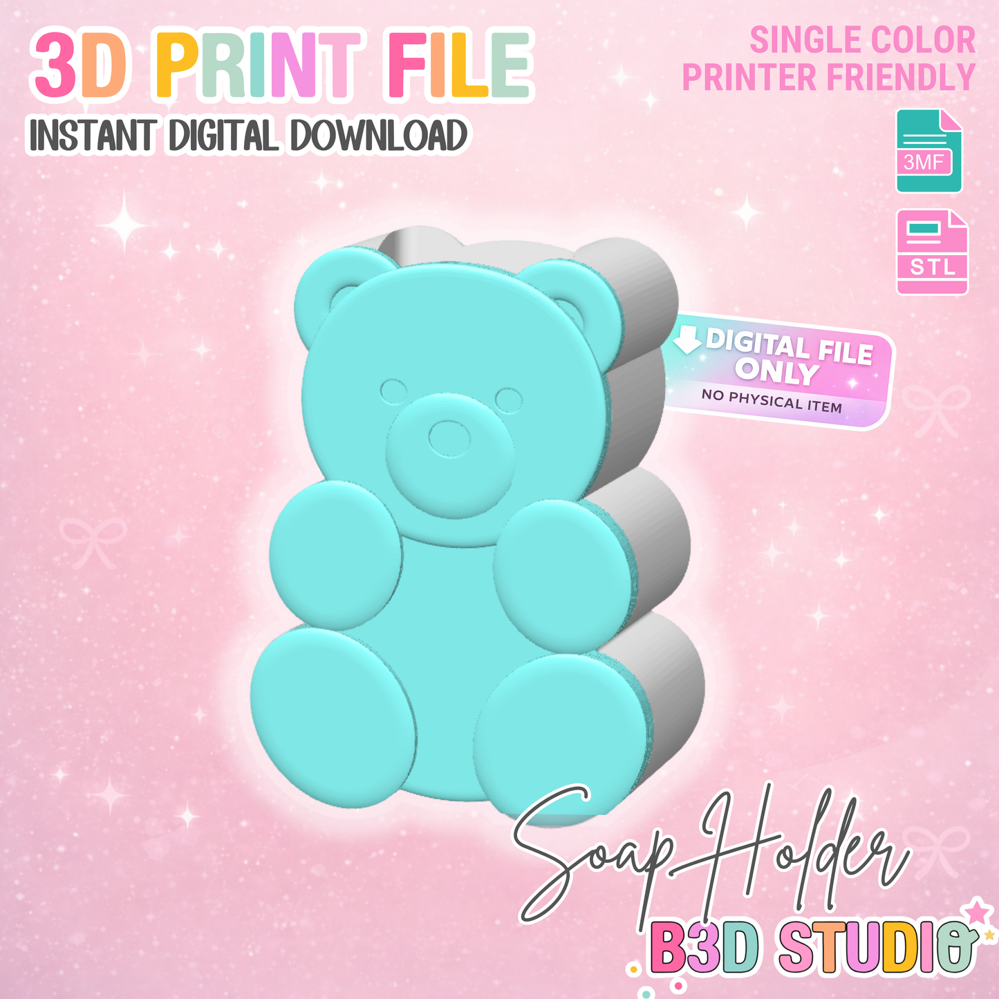 Gummy Bear Soap Holder: 3D Print STL & 3MF File (Digital Download)