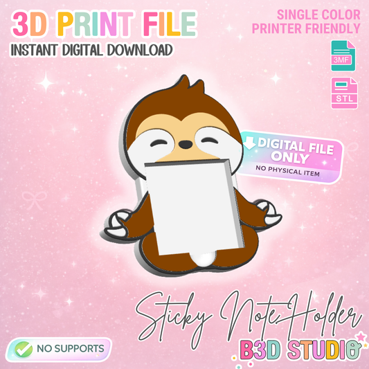 Sloth Sticky Note Holder - STL & 3MF - Digital Download