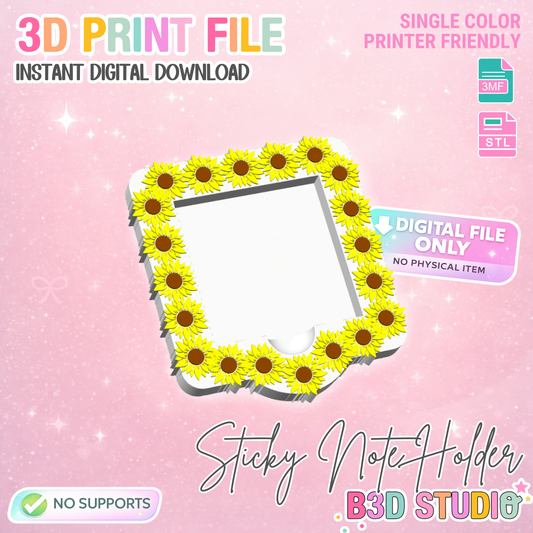 Sunflowers Sticky Note Holder - STL & 3MF - Digital Download