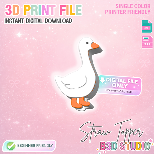 Goose Straw Topper 3D Print File (STL & 3MF Digital Download) 8mm + 10mm Sizes