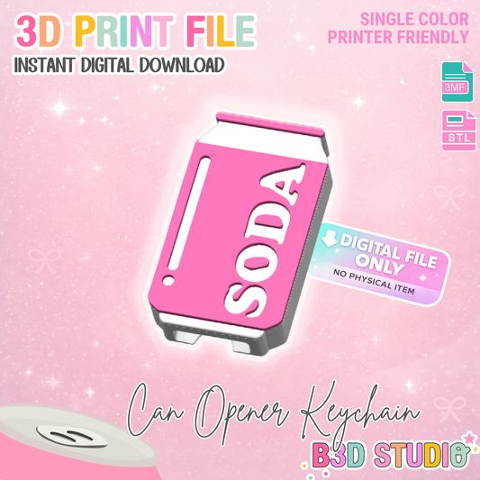 Soda Can Opener Keychain 3D Print File (STL + 3MF Digital Download)