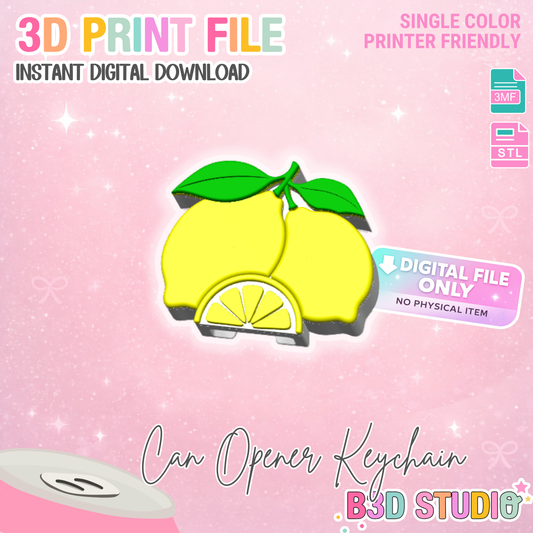 Lemons Can Opener Keychain 3D Print File (STL + 3MF Digital Download)