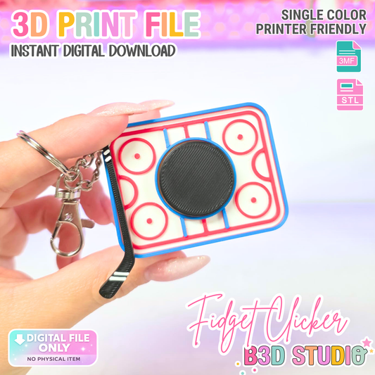 Hockey Rink Fidget Clicker STL & 3MF 3D Print File + Bonus Charms (Digital Download)