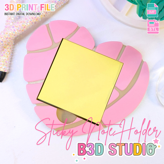 Concha Heart Sticky Note Holder - STL & 3MF - Digital Download