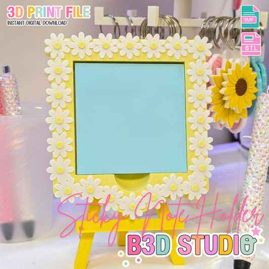 Daisies Sticky Note Holder - STL & 3MF - Digital Download