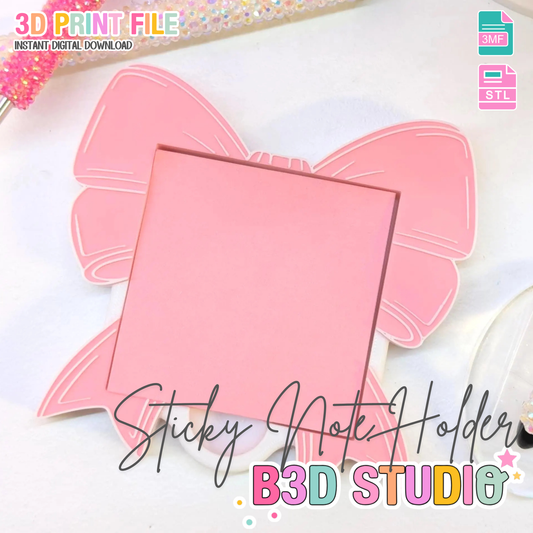 Coquette Bow Sticky Note Holder - STL & 3MF - Digital Download