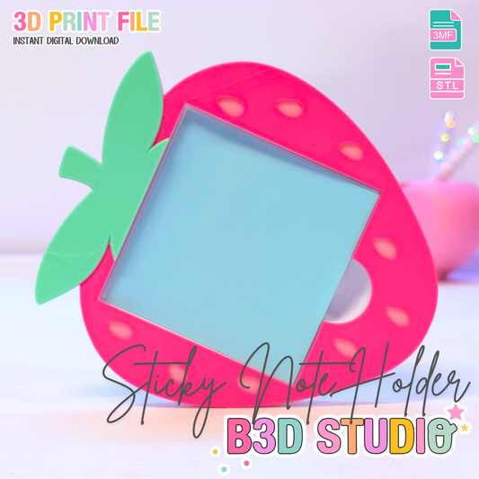 Strawberry Sticky Note Holder - STL & 3MF - Digital Download