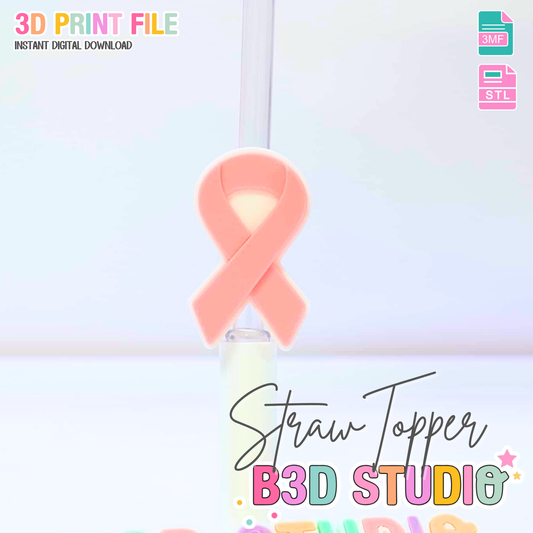 Ribbon Straw Topper 3D Print File (STL & 3MF Digital Download) 8mm + 10mm Sizes