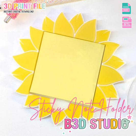 Sunflower Sticky Note Holder - STL & 3MF - Digital Download