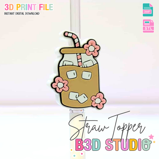 Glass Can Straw Topper 3D Print File (STL & 3MF Digital Download) 8mm + 10mm Sizes