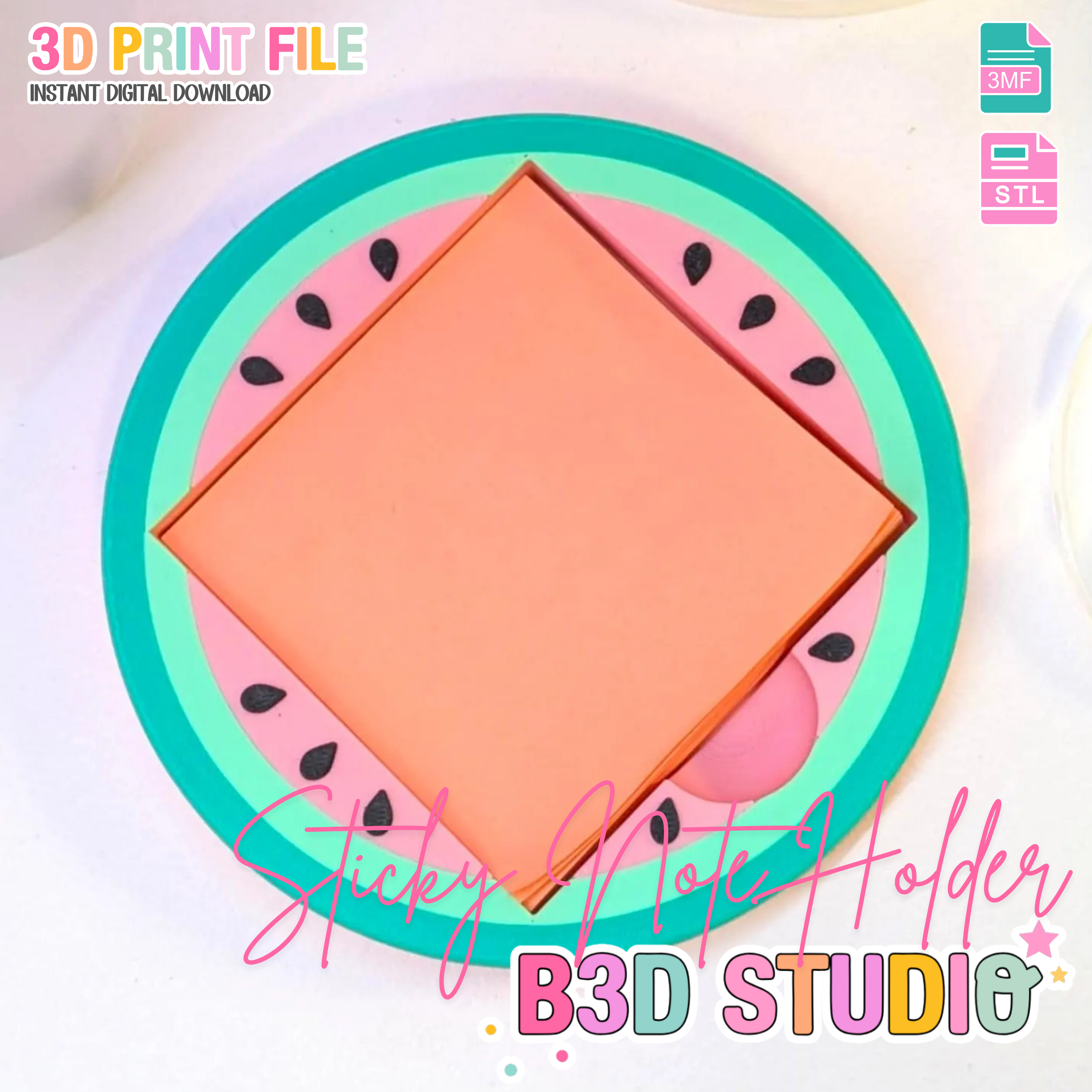 Watermelon Sticky Note Holder - STL & 3MF - Digital Download – B3D Studio