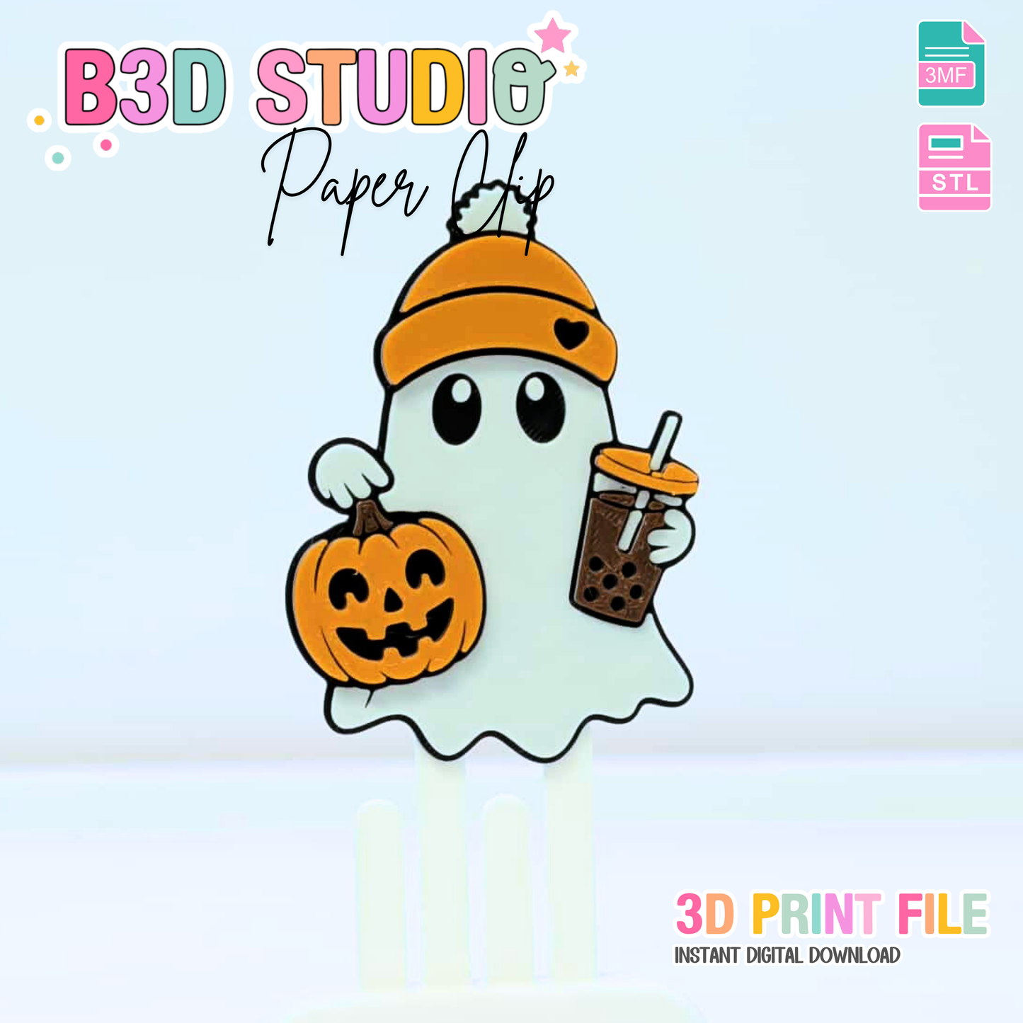Fall Ghost Jumbo Paper Clip 3D Print File (STL & 3MF Digital Download)