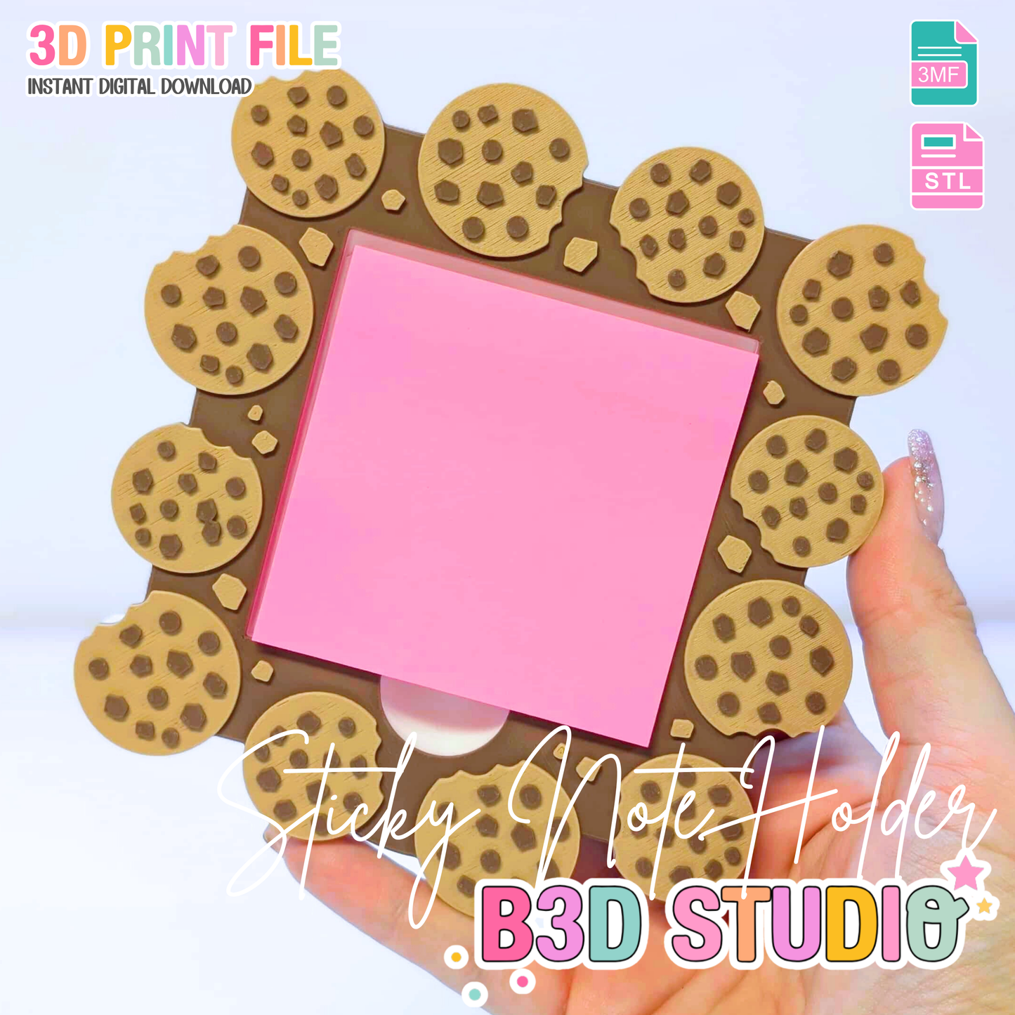 Cookies Sticky Note Holder: Desk Organizer 3D Print File (STL & 3MF)