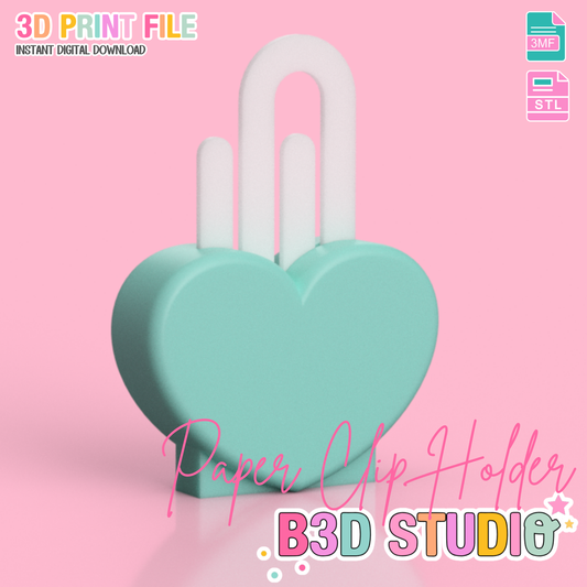 Heart Paper Clip Holder/Display 3D Print File (STL & 3MF Digital Download)