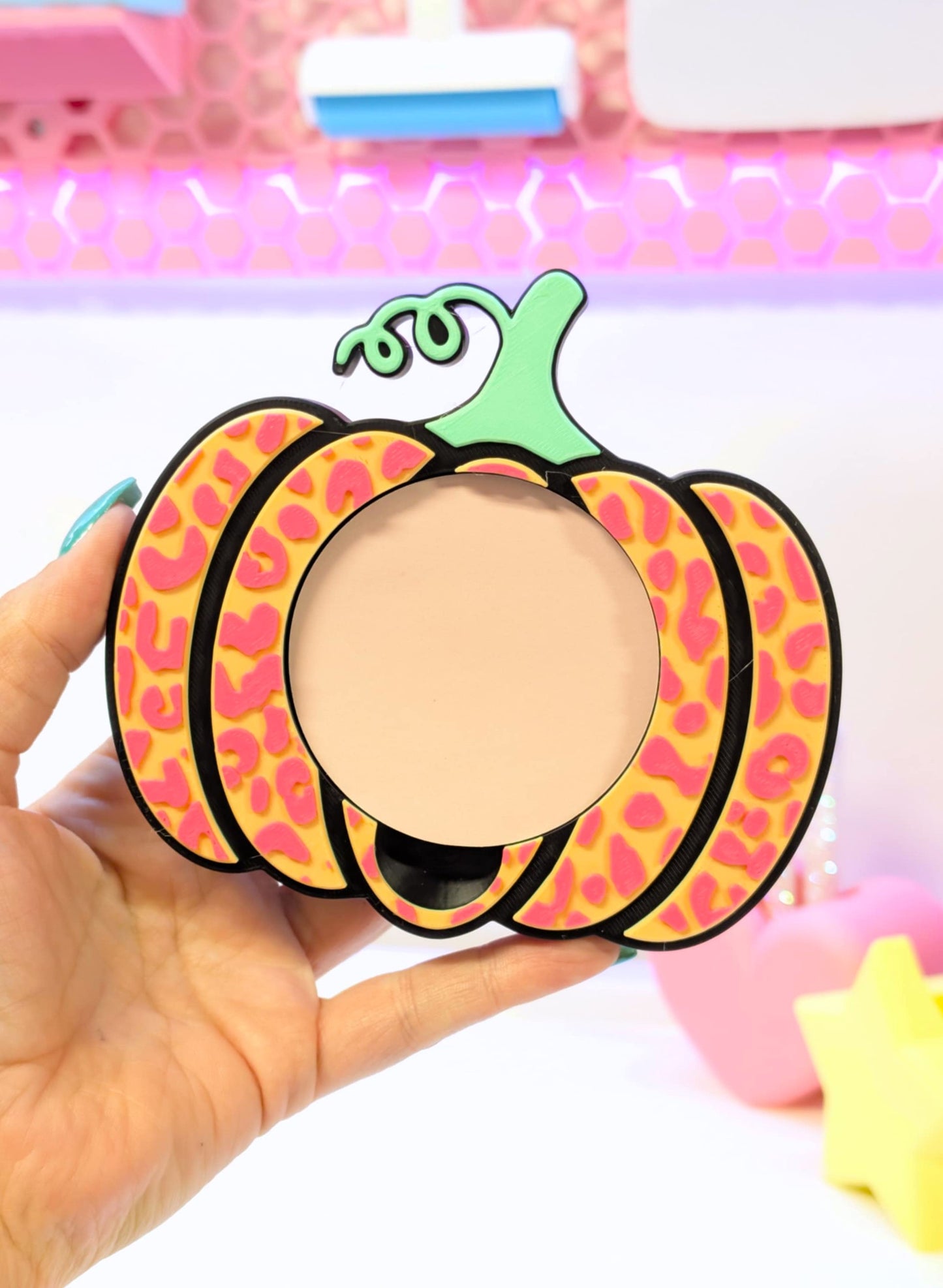Leopard Print Pumpkin Round Sticky Note Holder - STL & 3MF - Digital Download