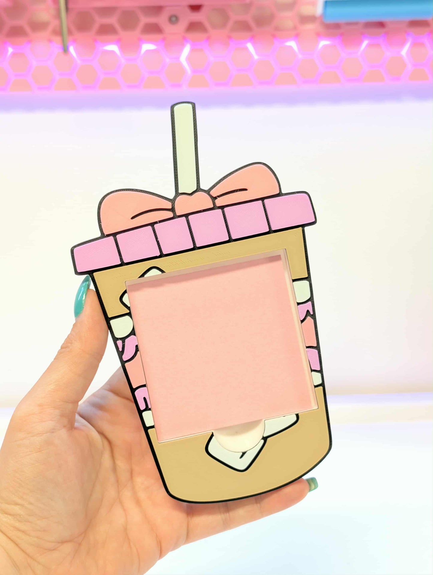 Iced Coffee Sticky Note Holder - STL & 3MF - Digital Download