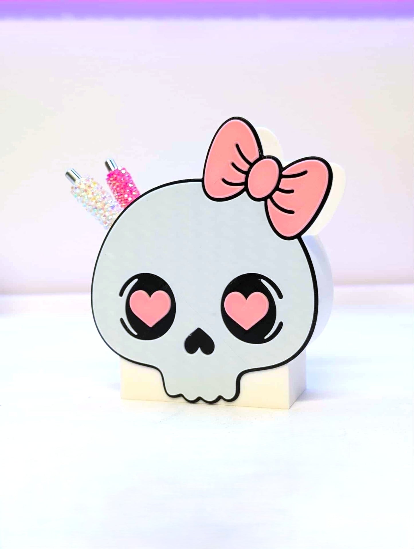 Digital Download - Skull Bow Pen Holder STL & 3MF File