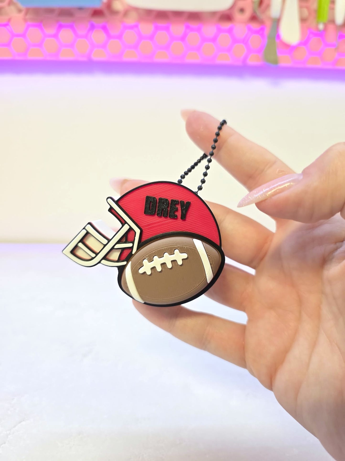 Football Helmet Fidget Clicker STL & 3MF Editable Name 3D Print File (Digital Download)