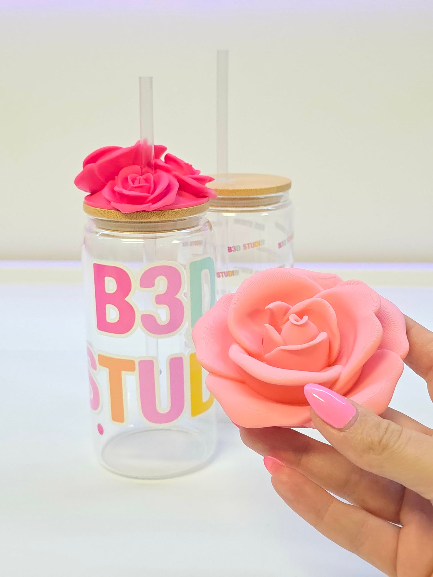 Rose 16oz Glass Can Lid Topper: 3D Print STL & 3MF File (Digital Download)