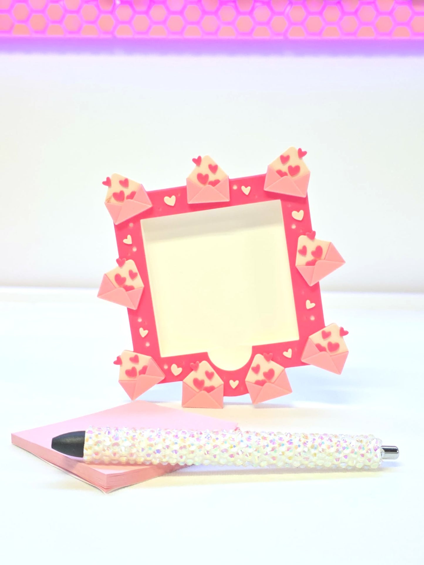 Love Letter Sticky Note Holder: Desk Organizer 3D Print File (STL & 3MF Digital Download)