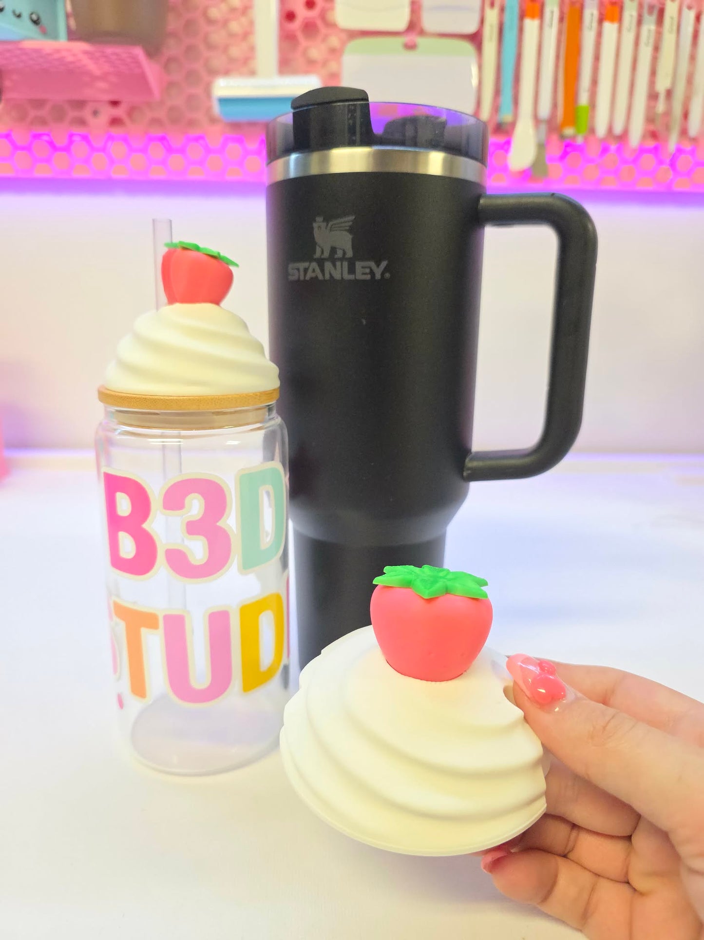 40oz Strawberry Whip Tumbler Topper: 3D Print STL & 3MF File Lid Toppers (Digital Download)