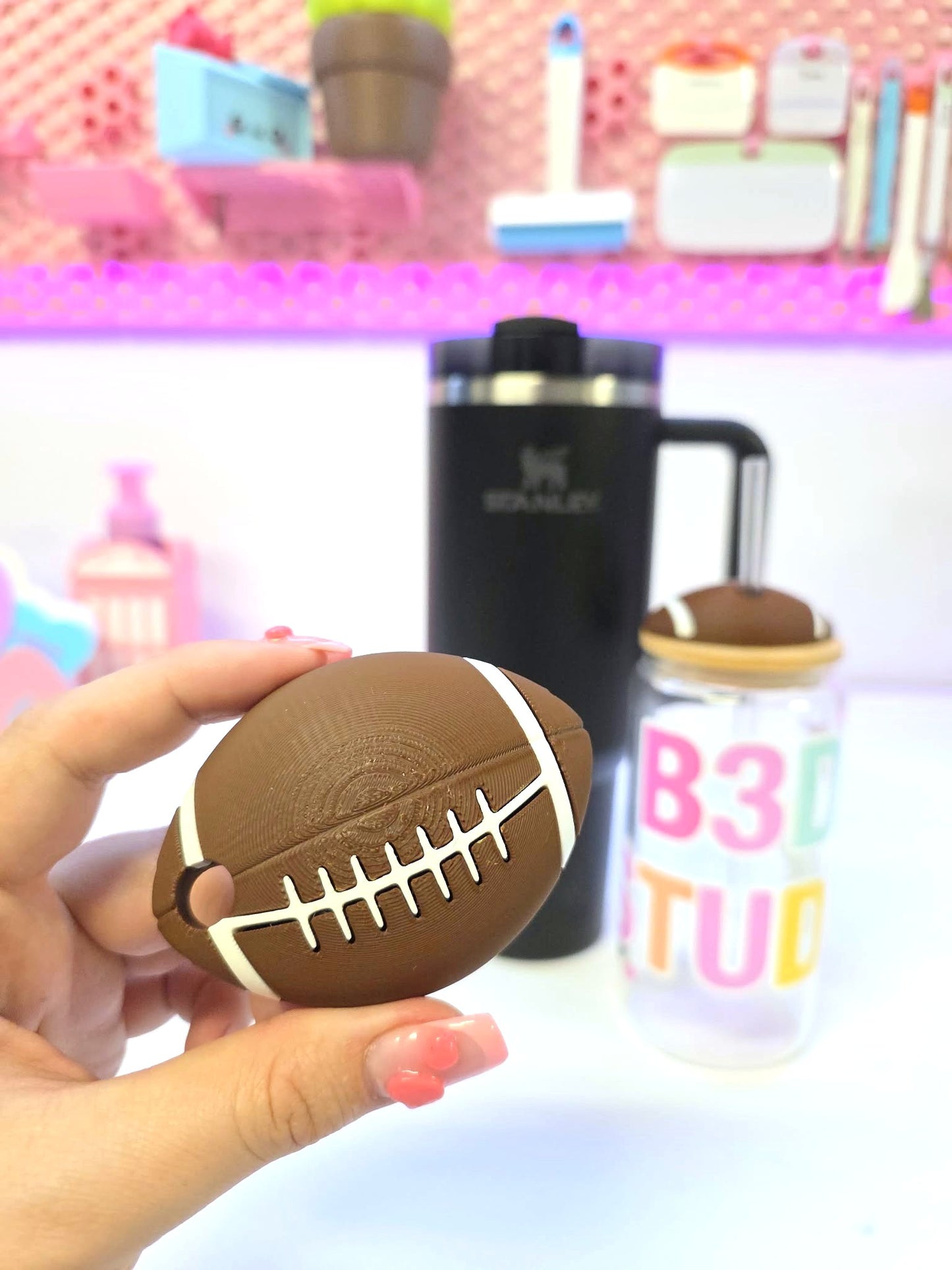 30OZ Football Tumbler Topper: 3D Print STL & 3MF File Lid Toppers (Digital Download)