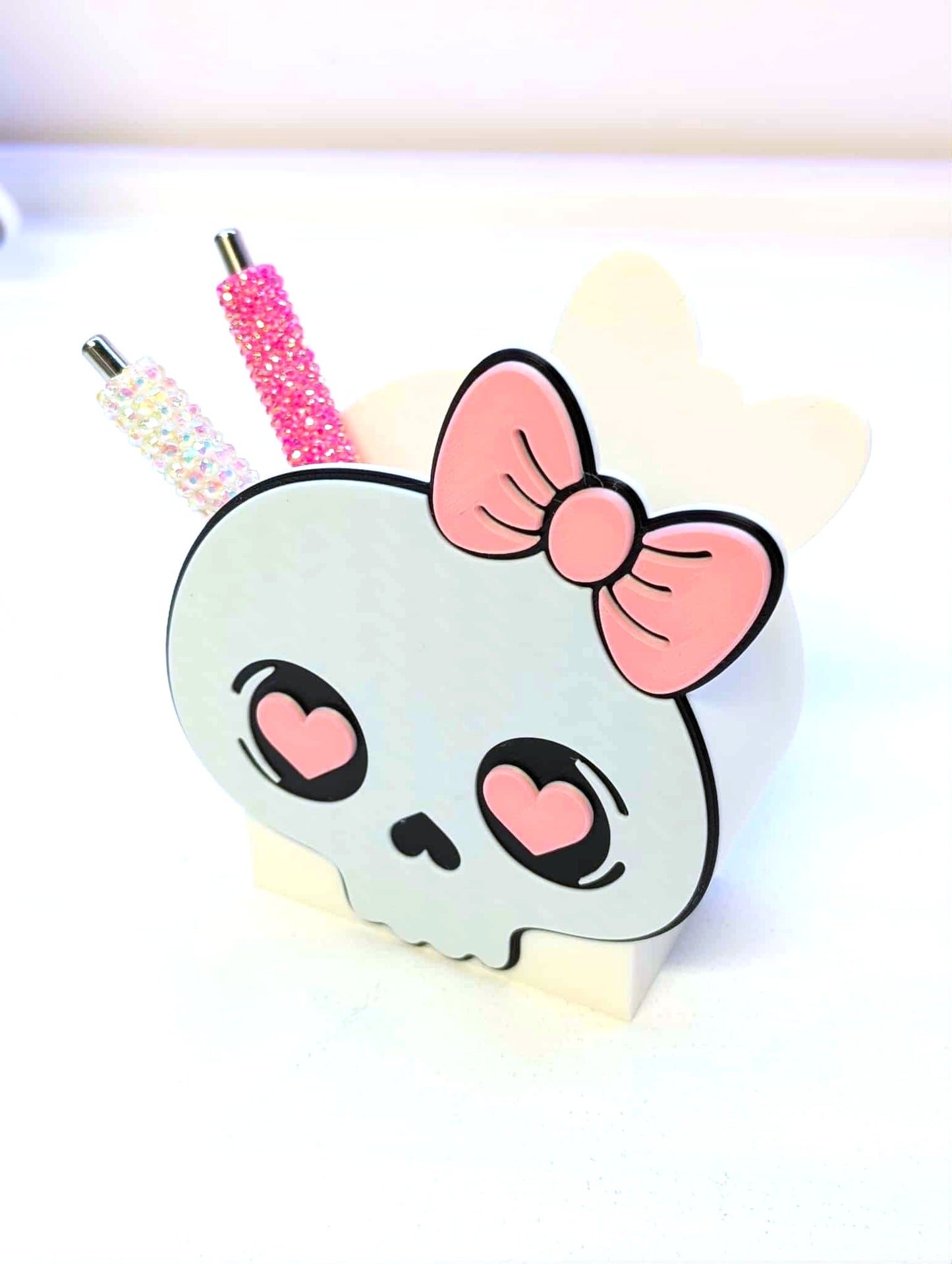 Digital Download - Skull Bow Pen Holder STL & 3MF File