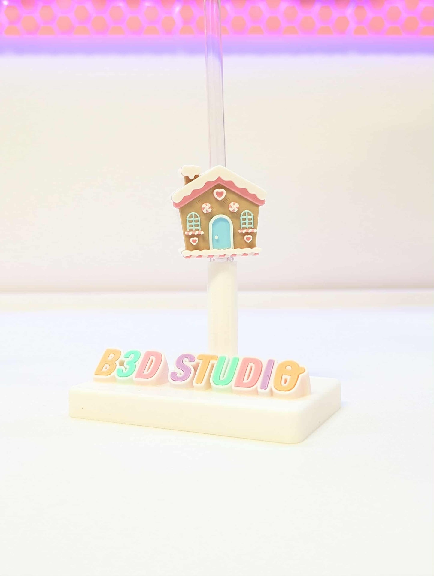 Gingerbread House Straw Topper 3D Print File (STL & 3MF Digital Download) 8mm + 10mm Sizes