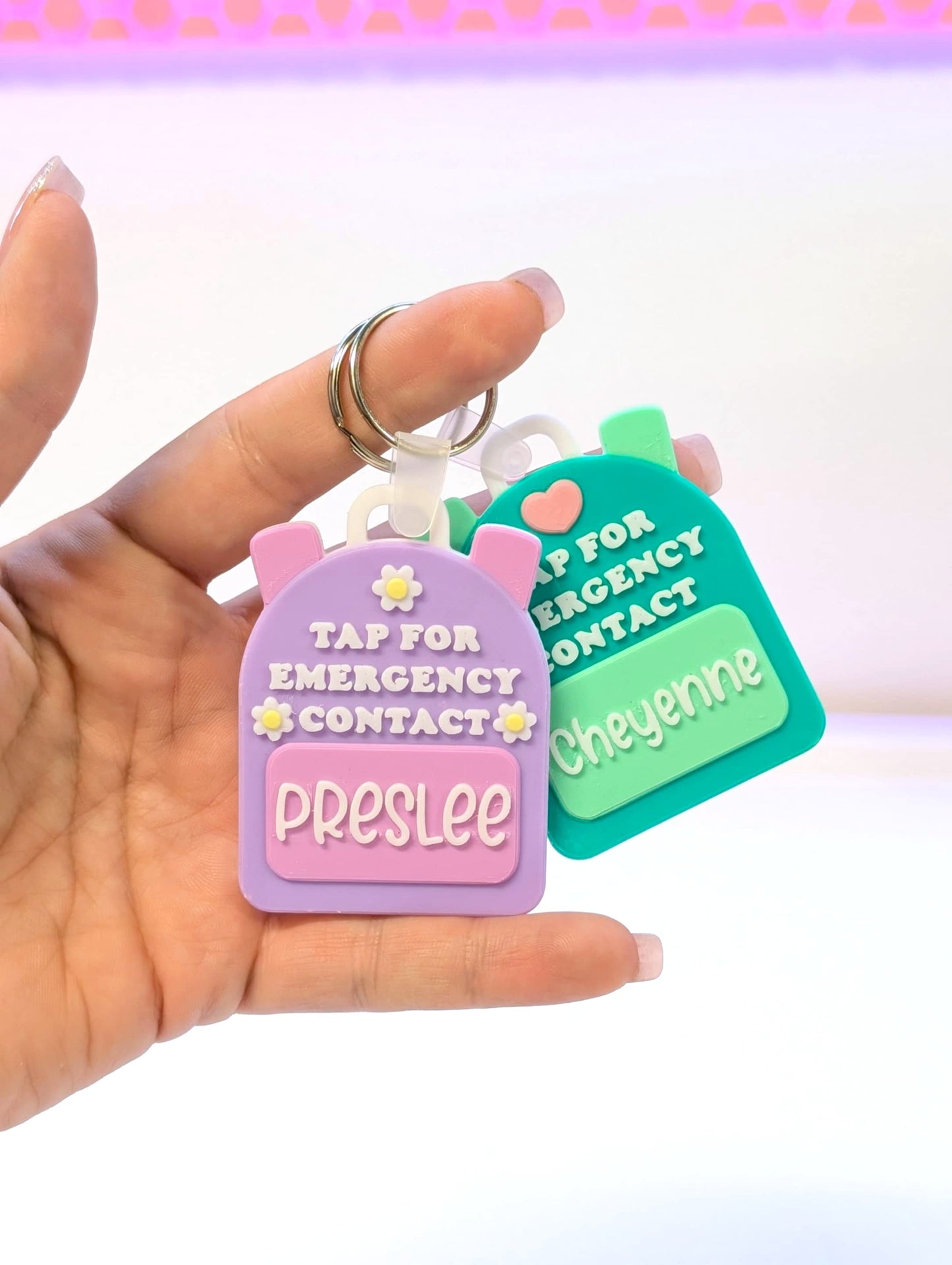 Digital Download - Daisy Backpack NFC Bag Tag - Editable Text Emergency Contact