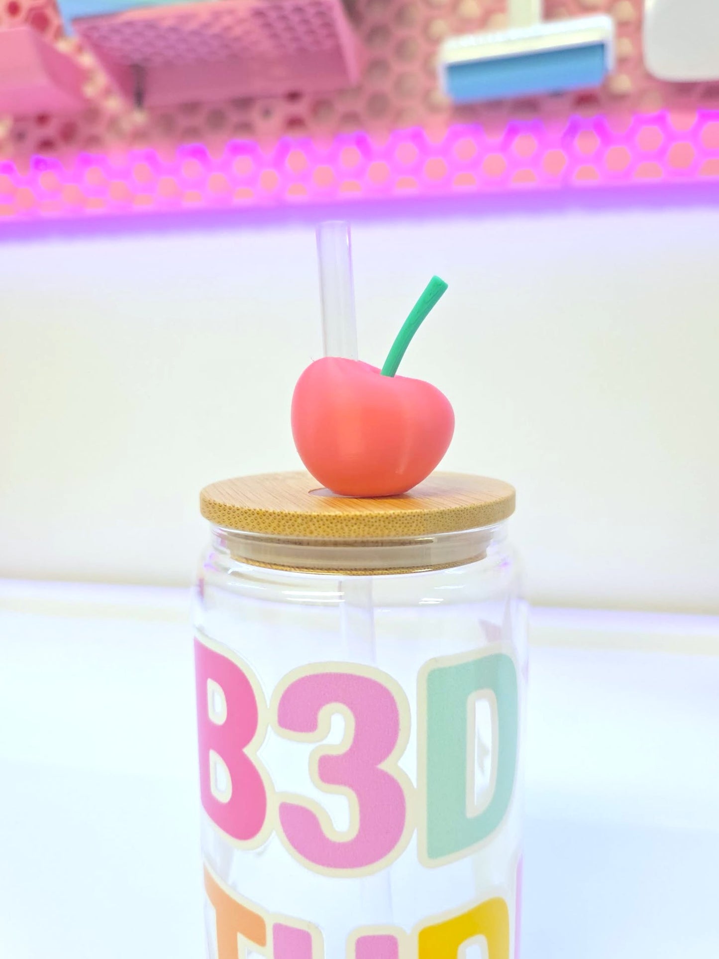 Cherry Straw Topper 3D Print File (STL & 3MF Digital Download) 8mm + 10mm Sizes