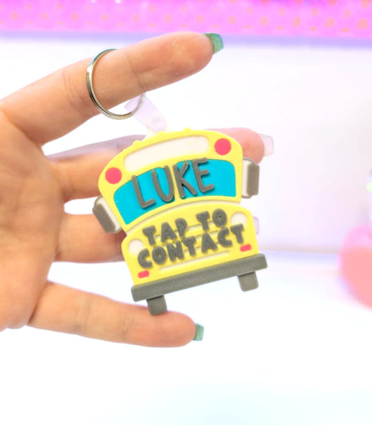 Digital Download - School Bus NFC Bag Tag - Editable Text Tap To Contact