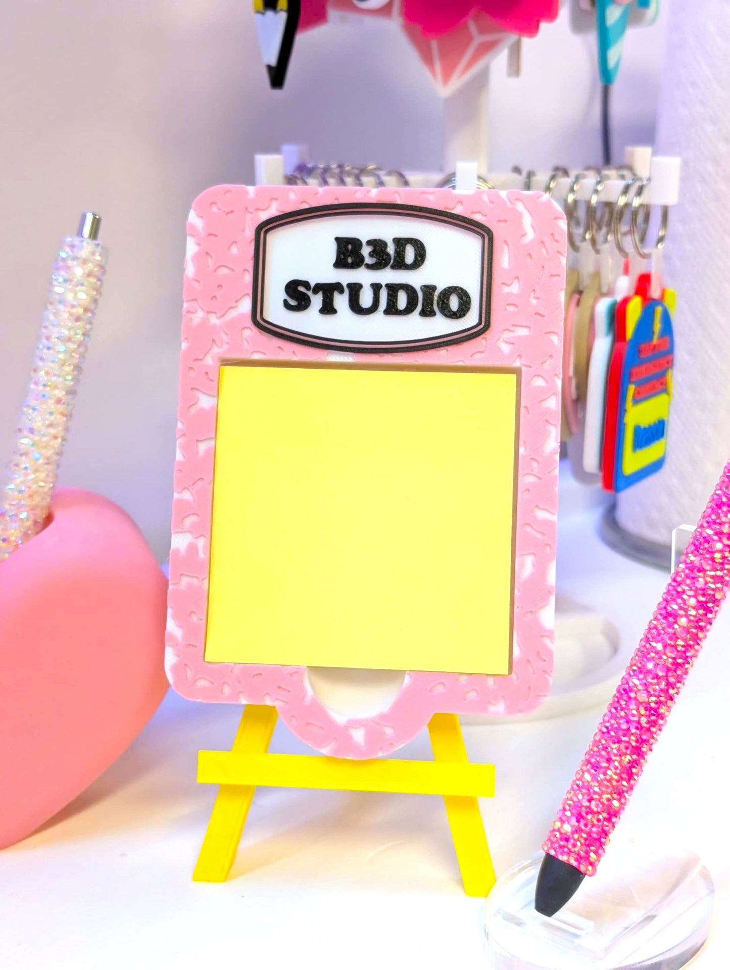 Editable Composition Book Sticky Note Holder - STL & 3MF - Digital Download
