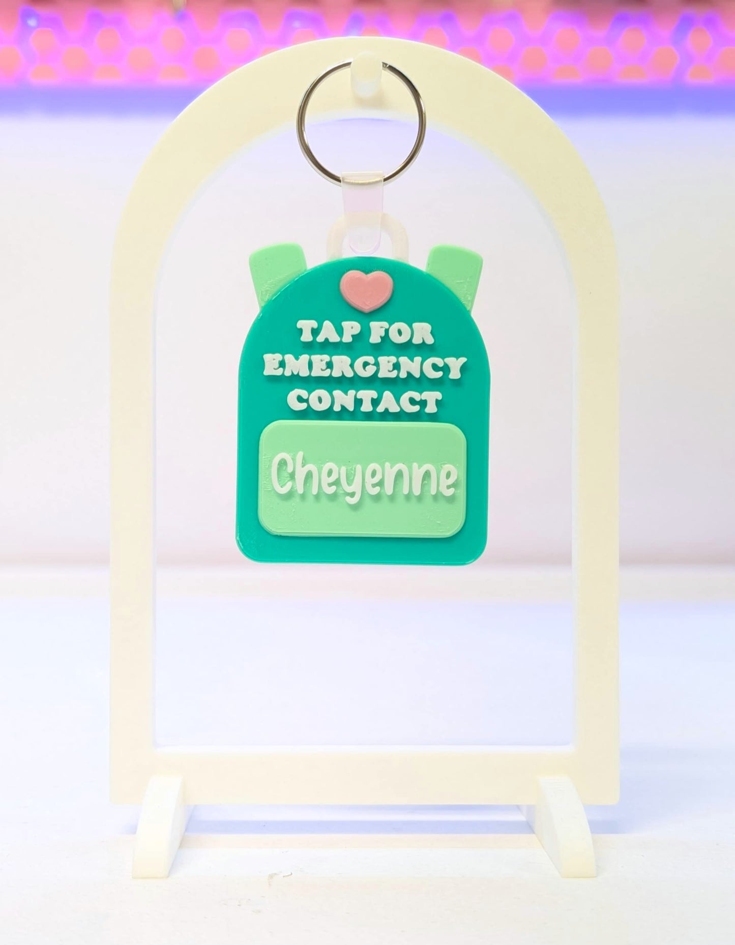 Digital Download - Heart Backpack NFC Bag Tag - Editable Text Emergency Contact