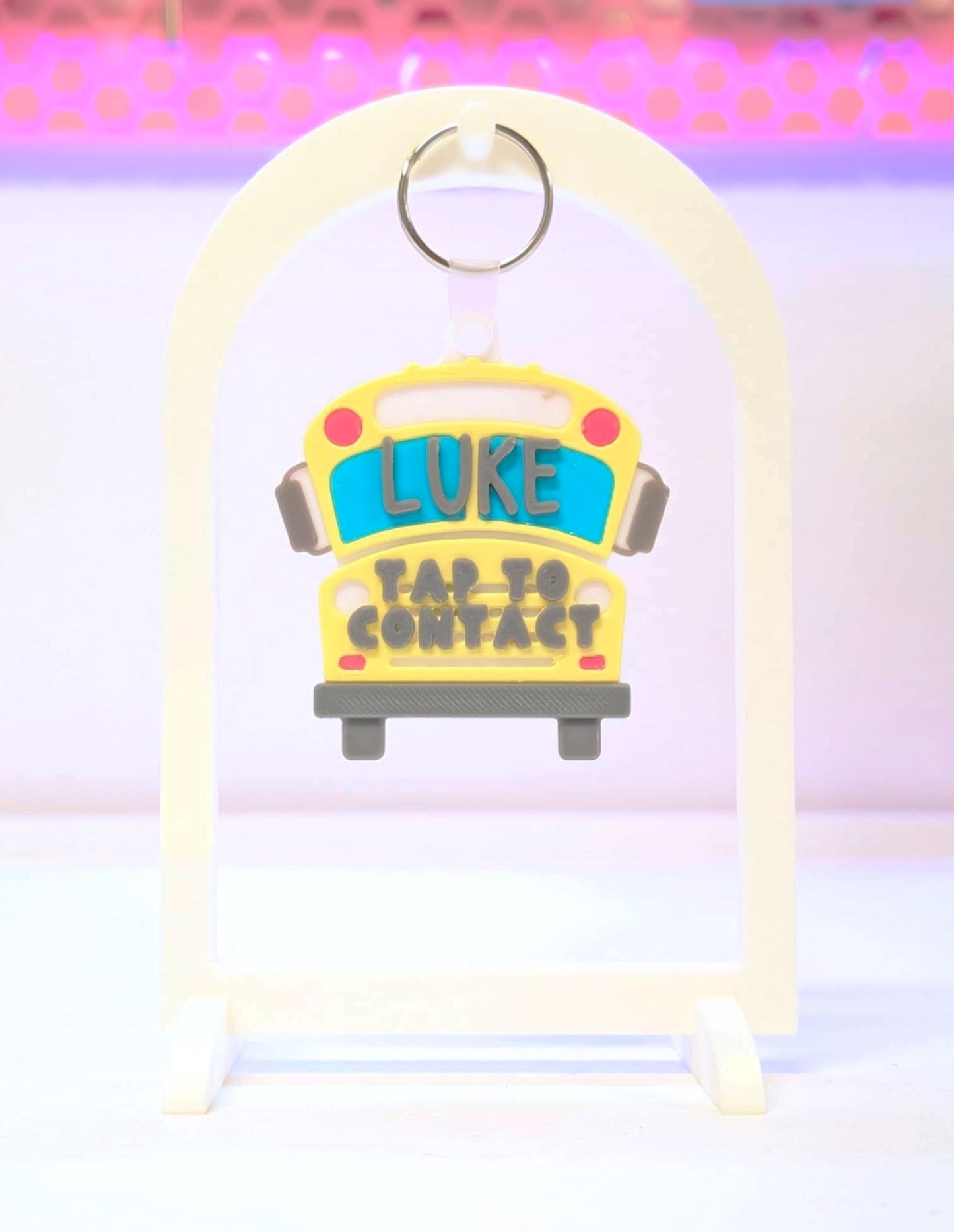Digital Download - School Bus NFC Bag Tag - Editable Text Tap To Contact