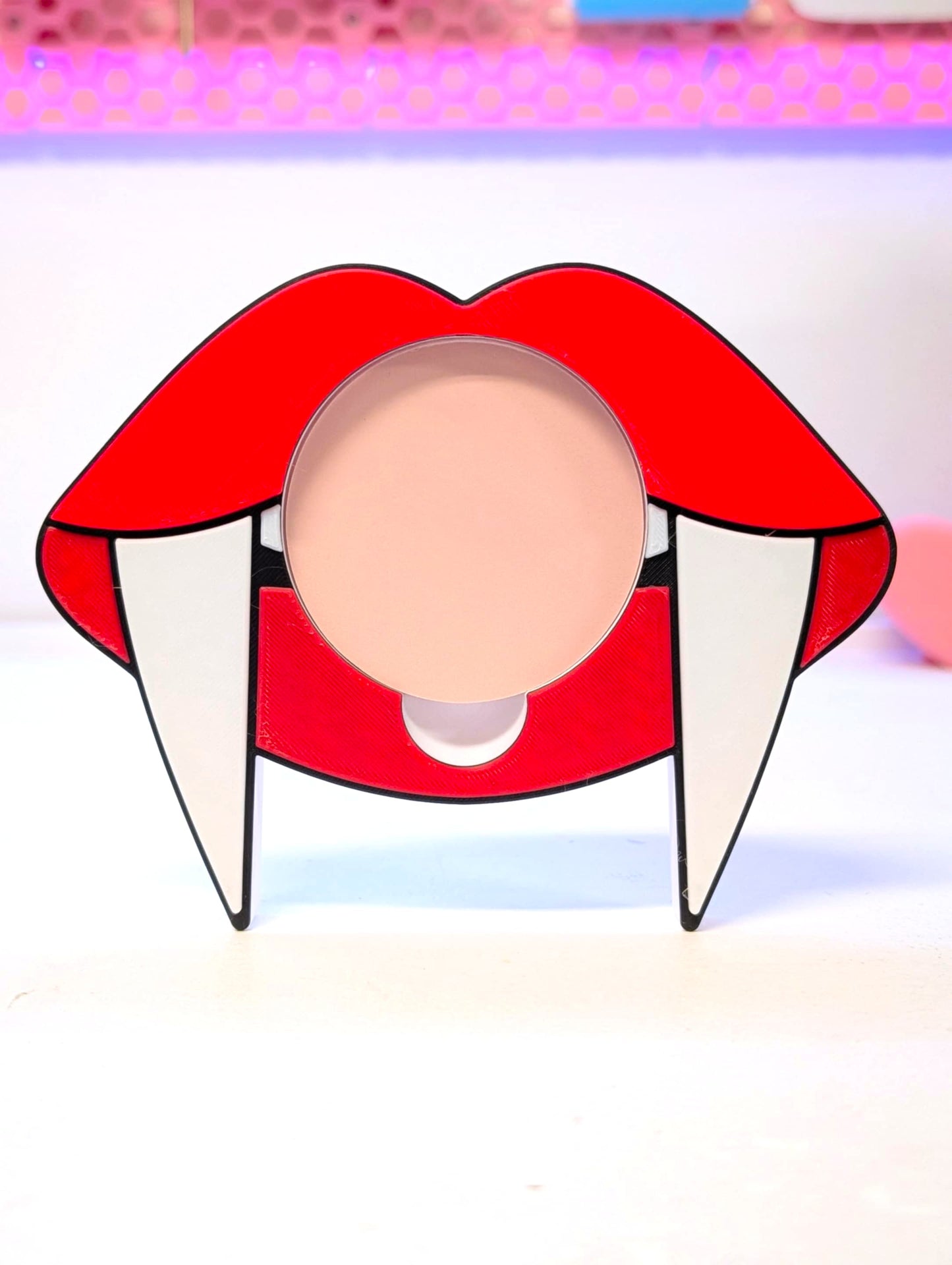 Vampire Lips Round Sticky Note Holder - STL & 3MF - Digital Download