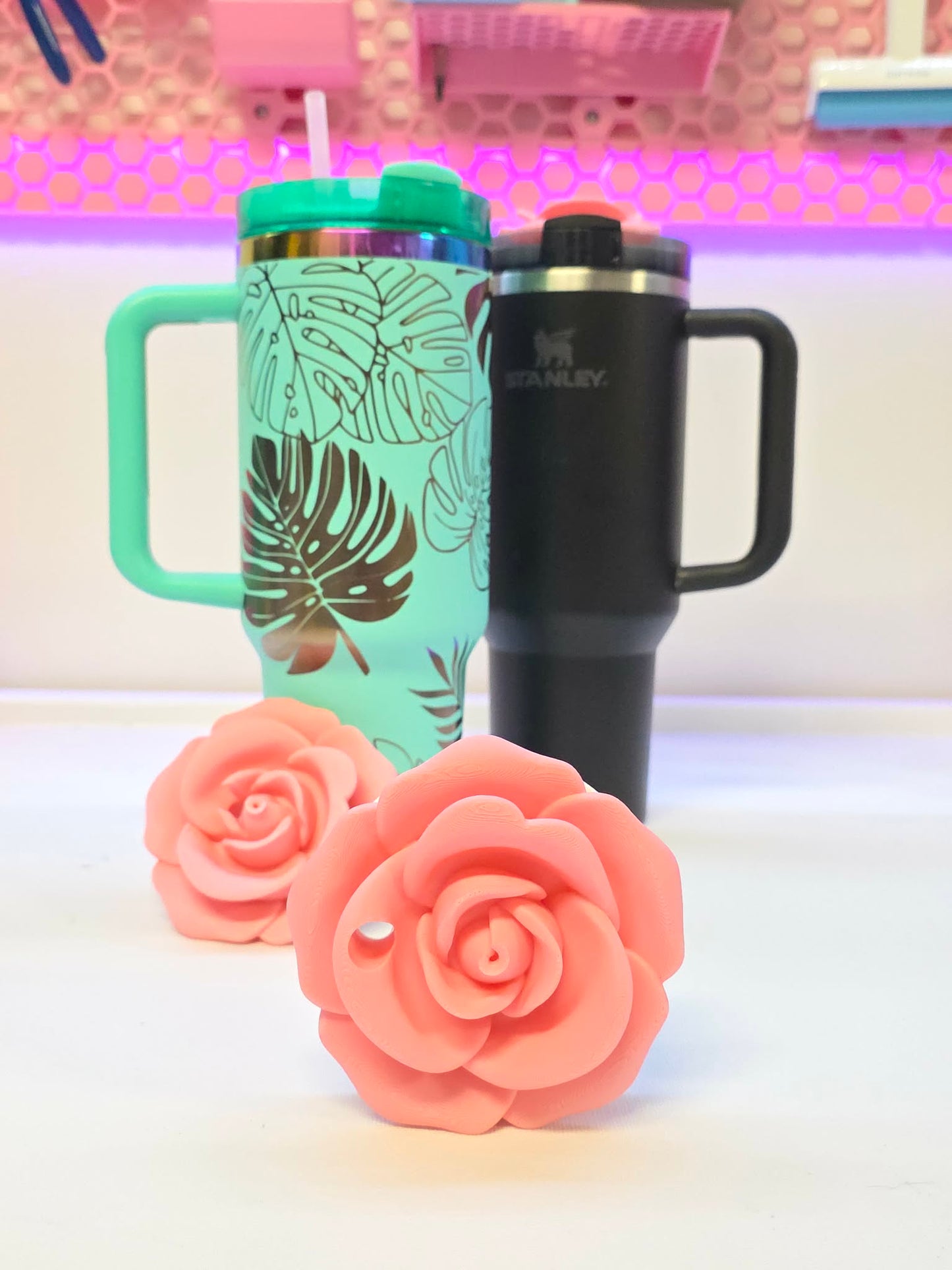 40OZ Rose Tumbler Topper: 3D Print STL & 3MF File Lid Toppers (Digital Download)