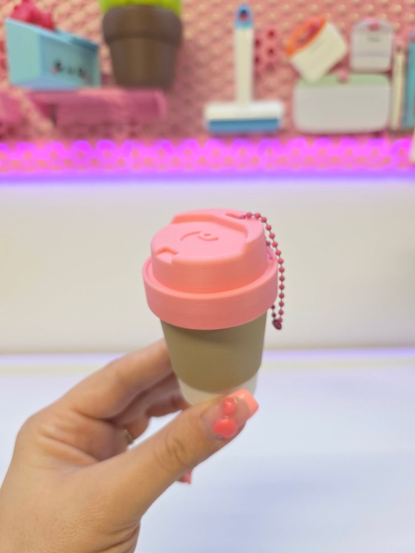 Coffee Cup Container Keychain: Lip Balm Holder (STL + 3MF Digital Download)