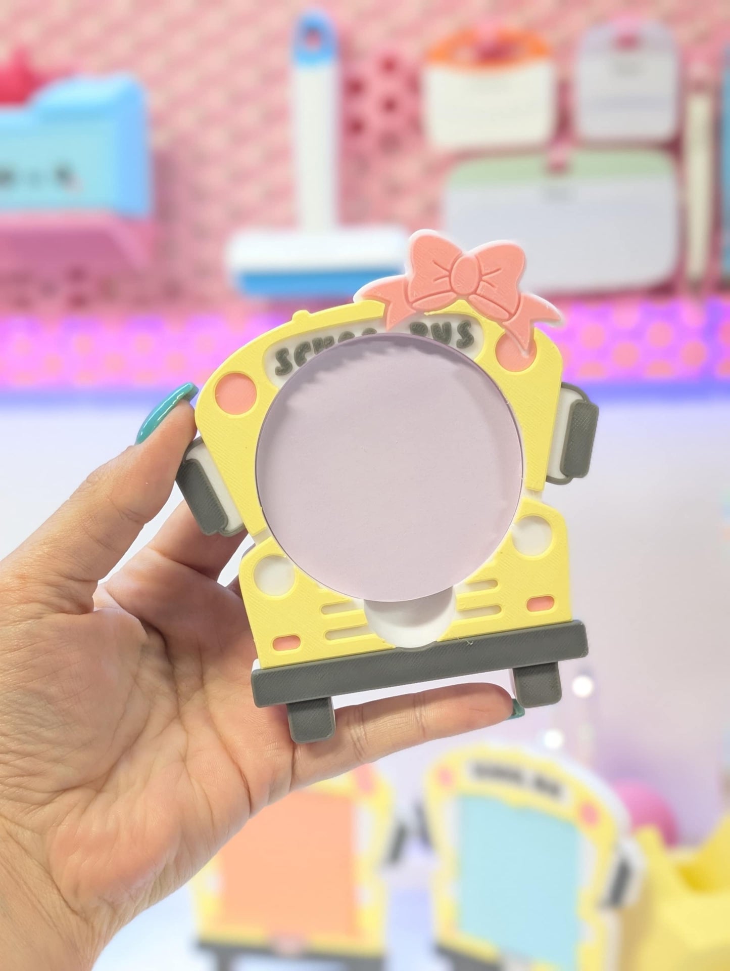 Bow School Bus Round Sticky Note Holder - STL & 3MF - Digital Download