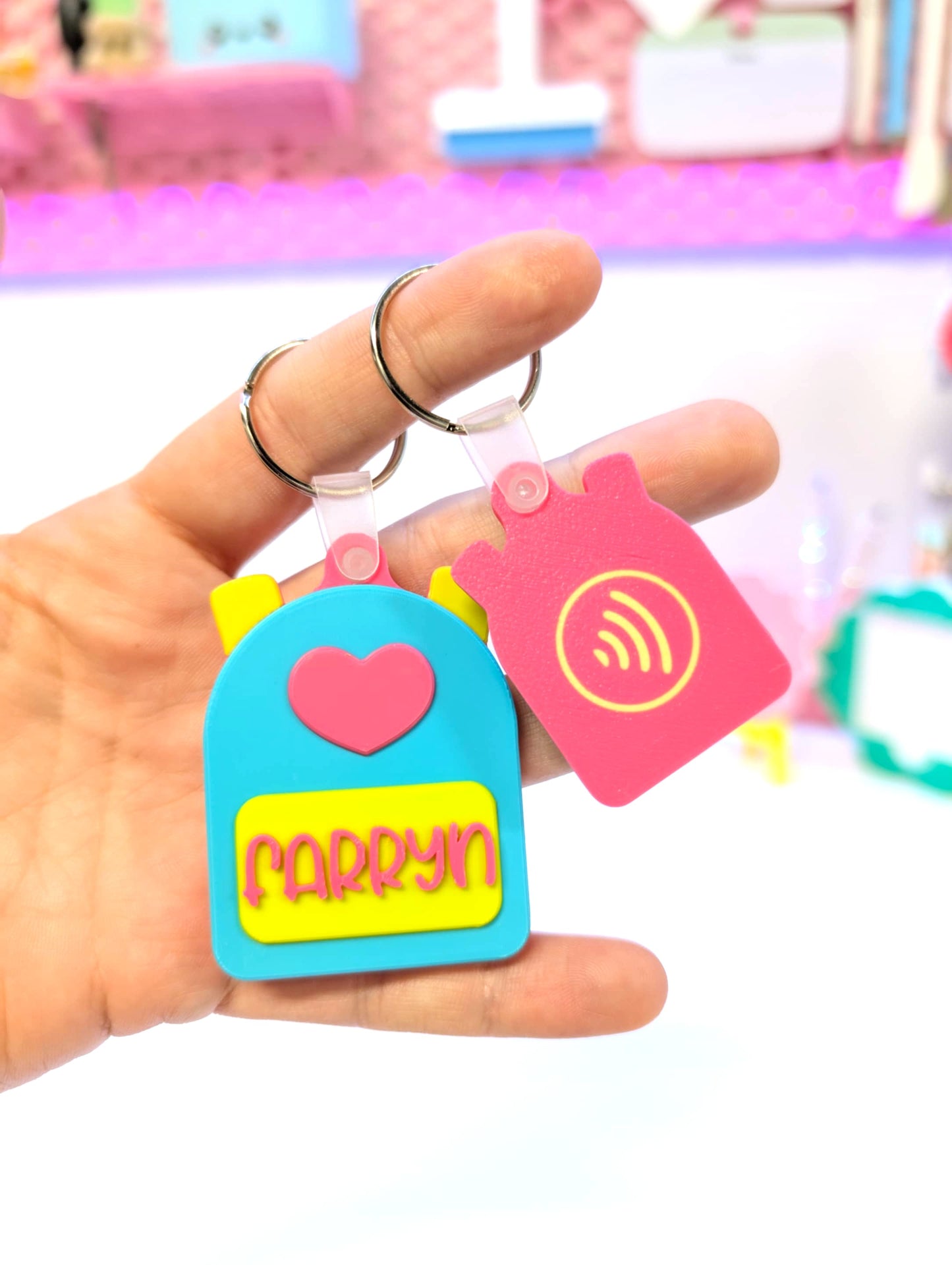 Digital Download - Editable Text Heart Backpack NFC Keychain