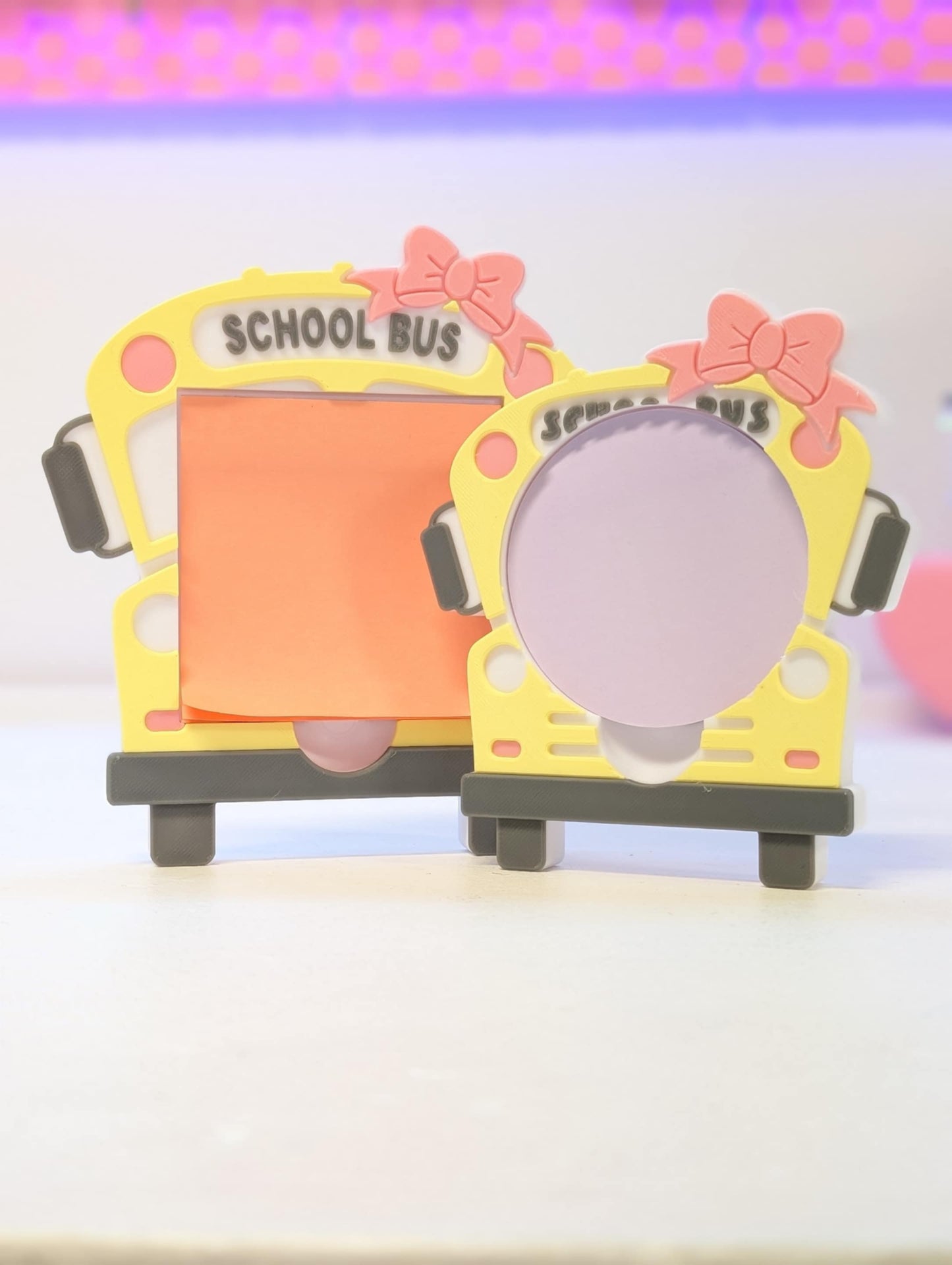 Bow School Bus Round Sticky Note Holder - STL & 3MF - Digital Download