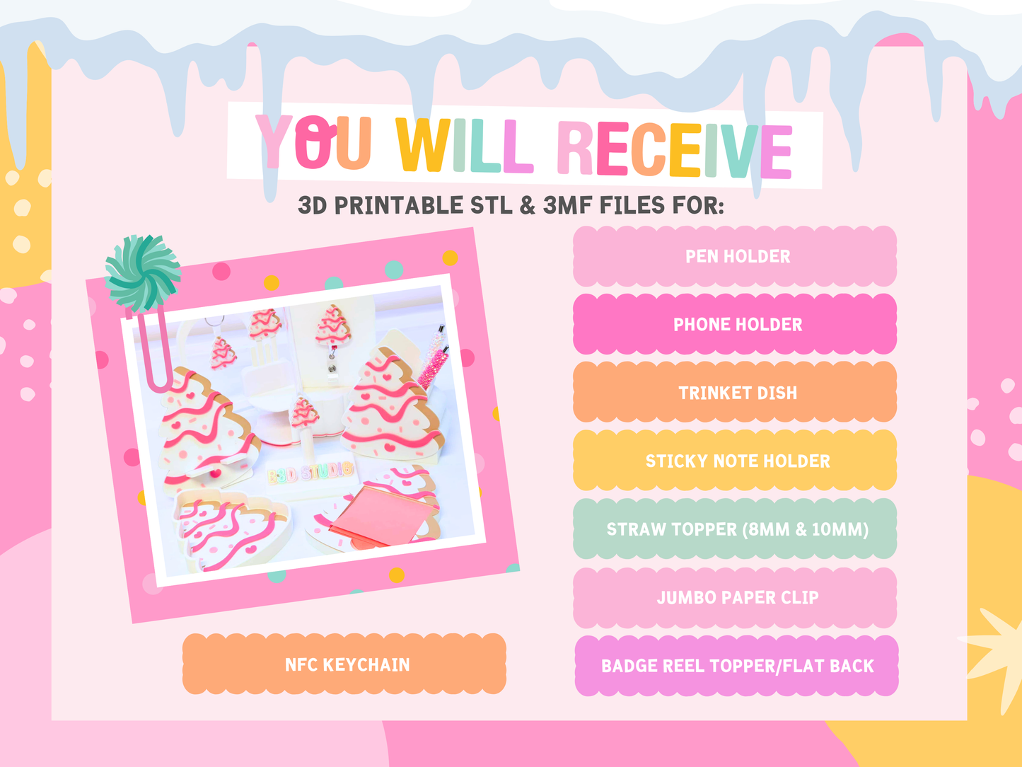 Christmas Tree Cake 3D Print File Bundle (STL & 3MF Digital Download)