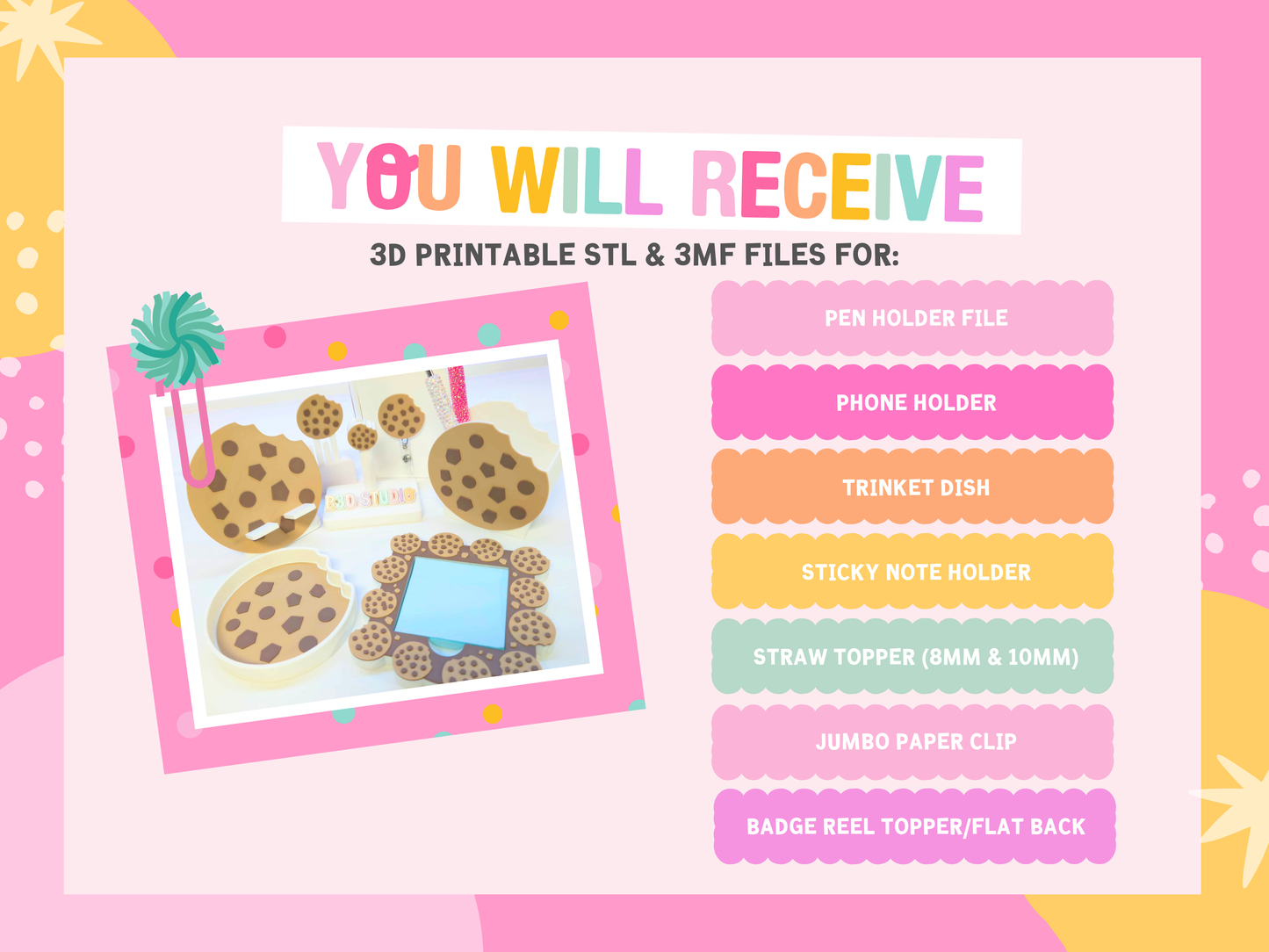 Cookie 3D Print File Bundle: Desk Organizer (STL & 3MF Digital Download)