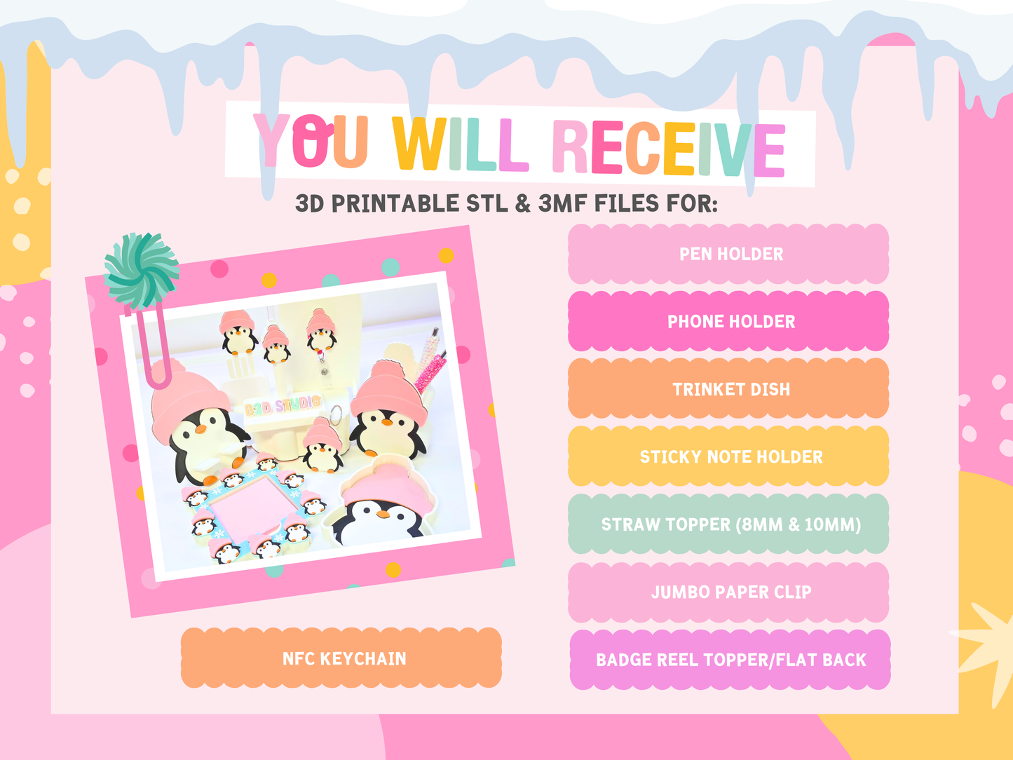 Cute Penguin 3D Print File Bundle (STL & 3MF Digital Download)