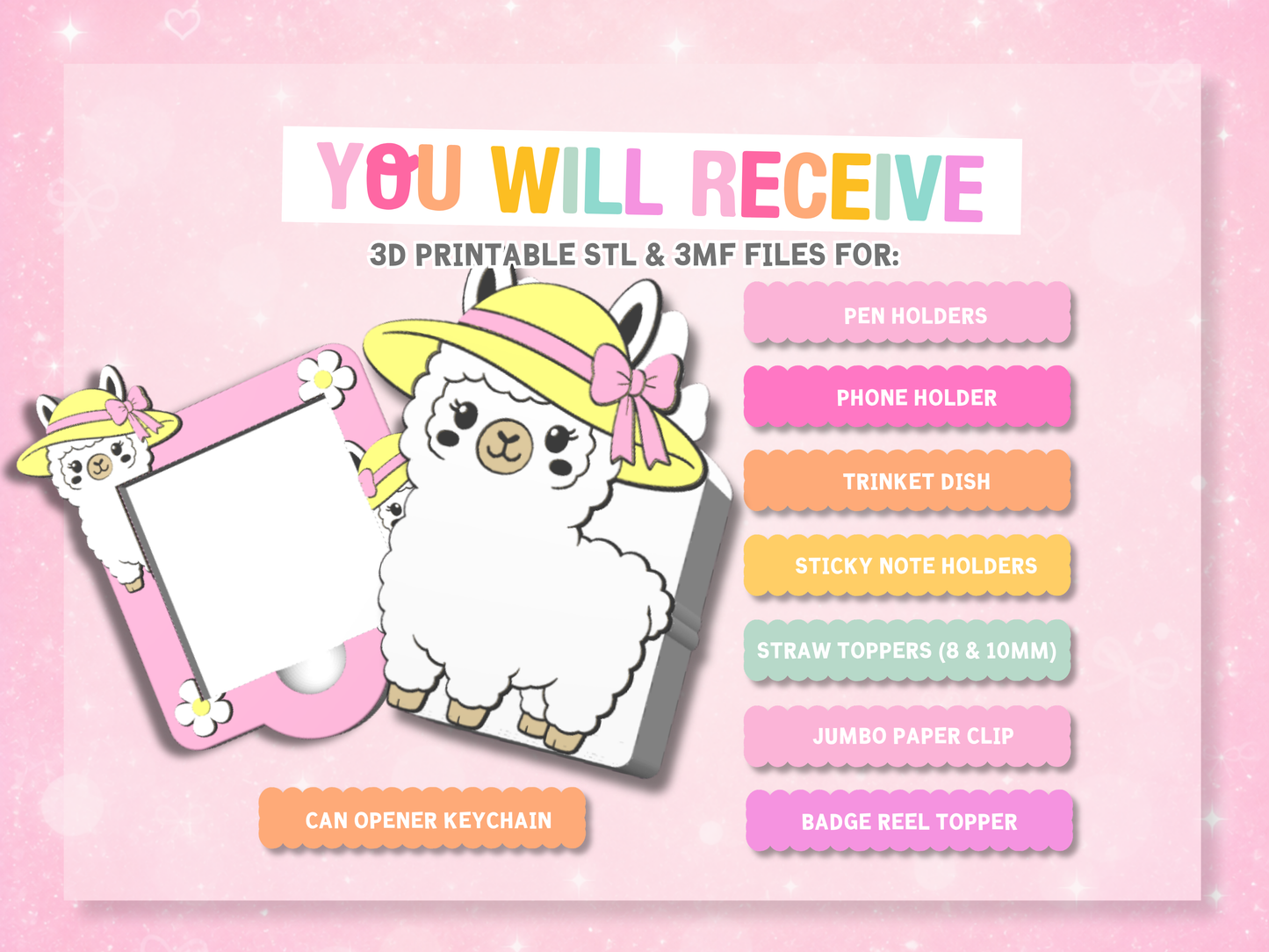Summer Llama Bundle 3D Print File Bundle: 8 Piece Design Set (STL & 3MF Digital Download)