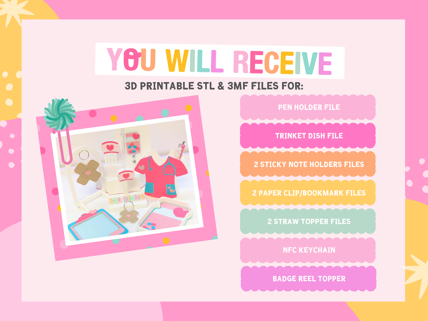 Health Care Worker 3D Print File Mega Bundle: Pen Holder, Trinket Dish, More (STL & 3MF Digital Download)