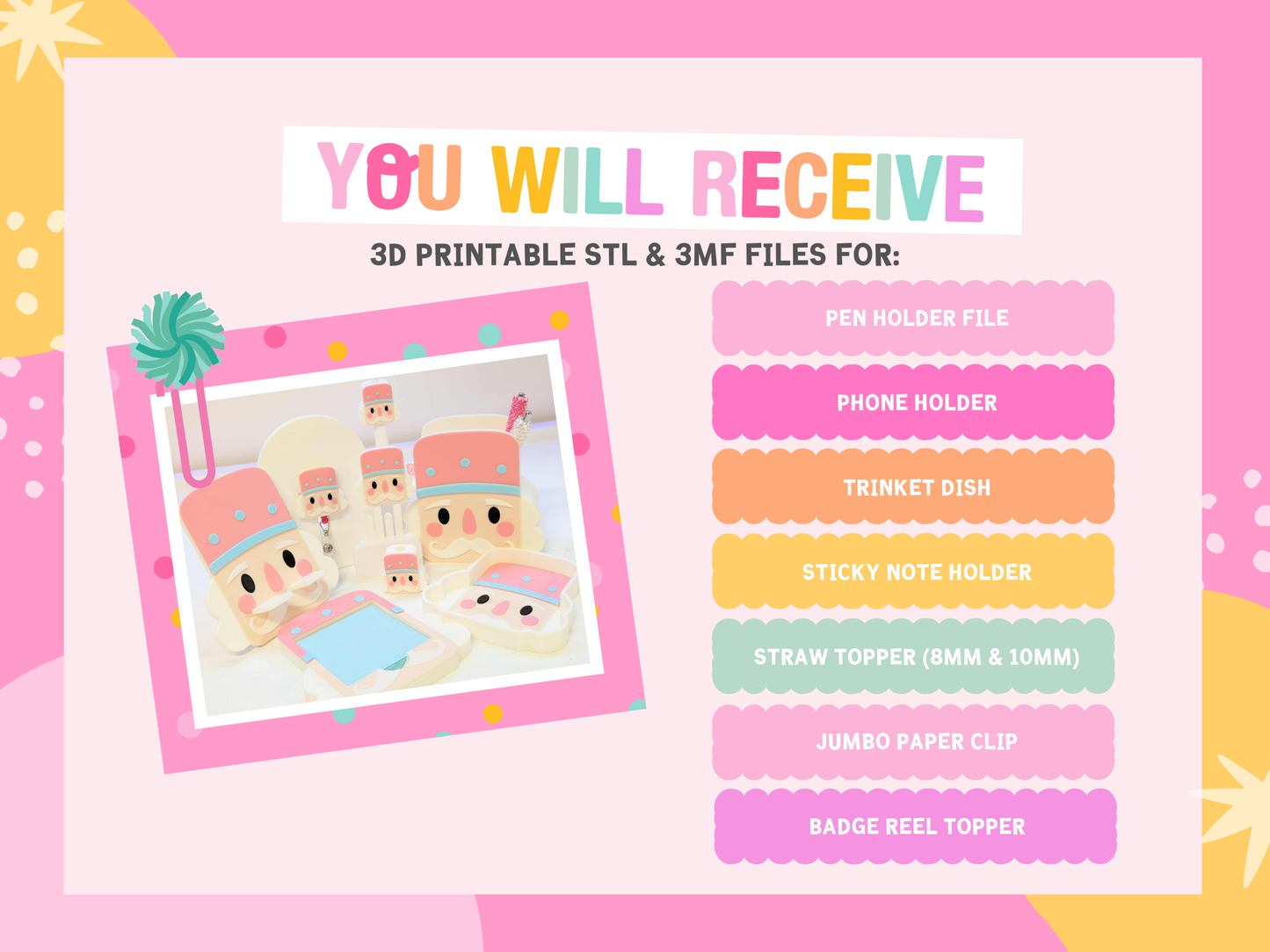 Nutcracker 3D Print File Bundle: Pen Holder, Phone Holder, More (STL & 3MF Digital Download)